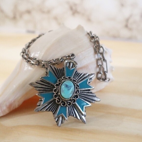 Vintage Statement Necklace Turquoise 12 Inch - Picture 8 of 8